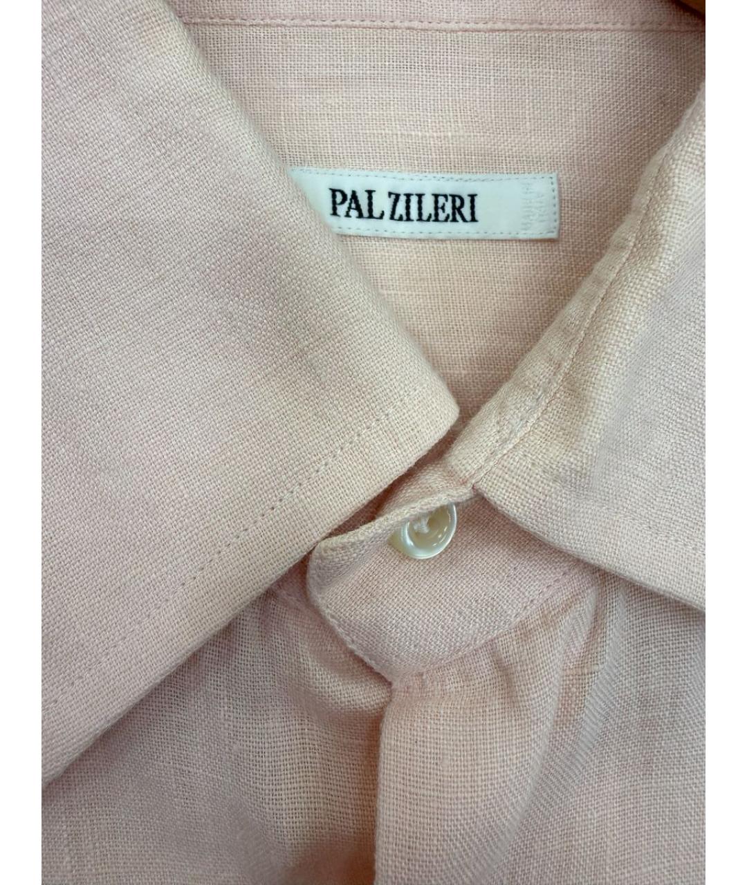 PAL ZILERI Розовая льняная кэжуал рубашка, фото 3