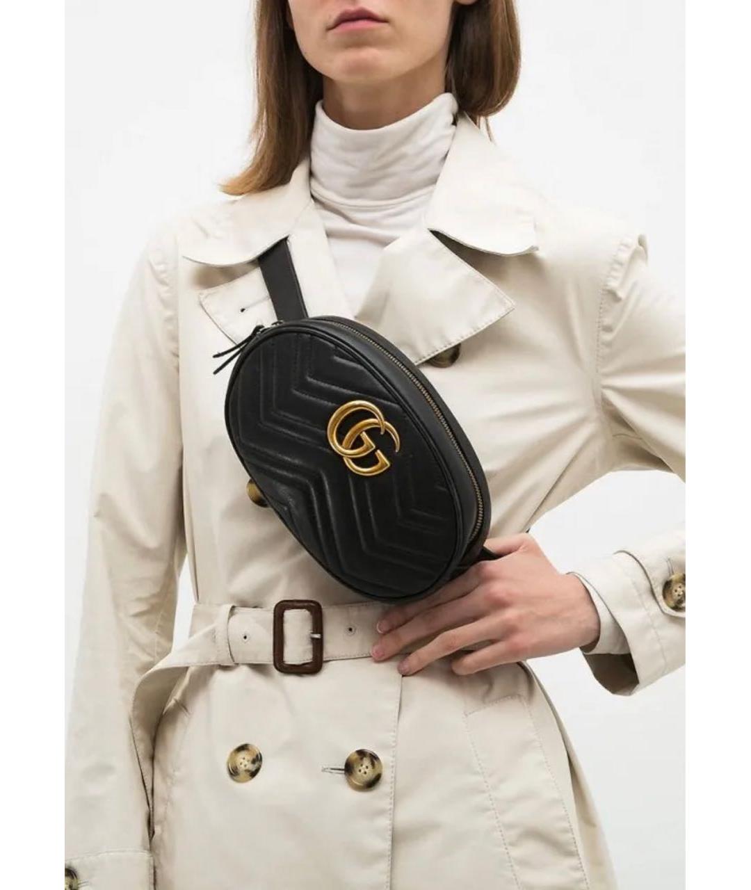 GUCCI Черная кожаная поясная сумка, фото 4