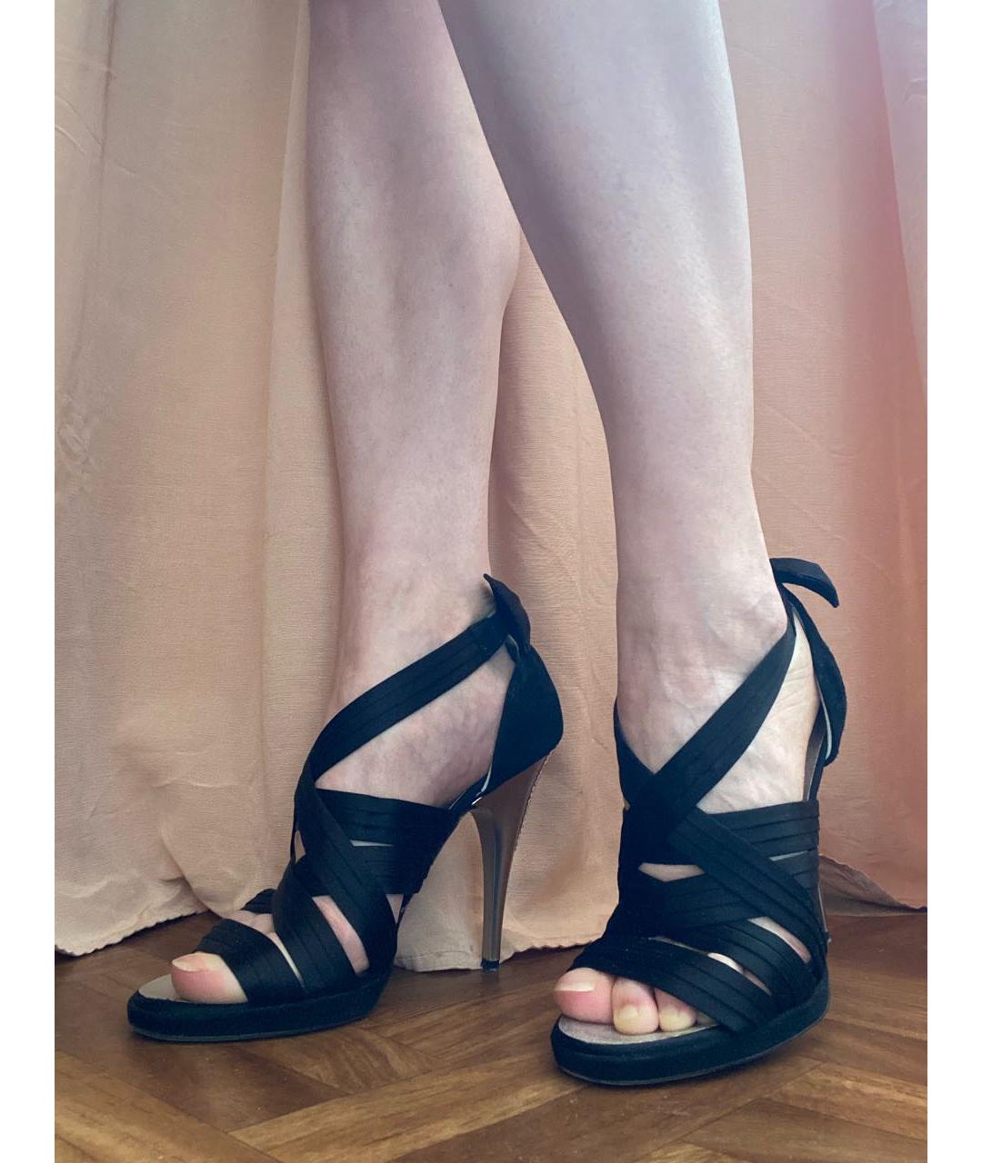 BLUMARINE Черные текстильные босоножки, фото 4