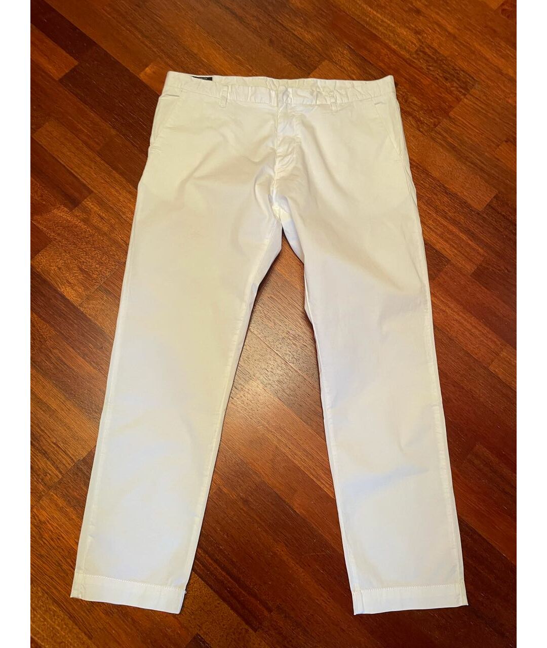 EMPORIO ARMANI Белые хлопко-эластановые брюки чинос, фото 9