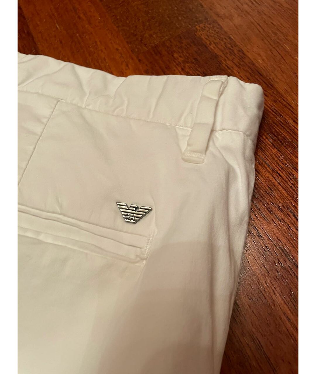 EMPORIO ARMANI Белые хлопко-эластановые брюки чинос, фото 6