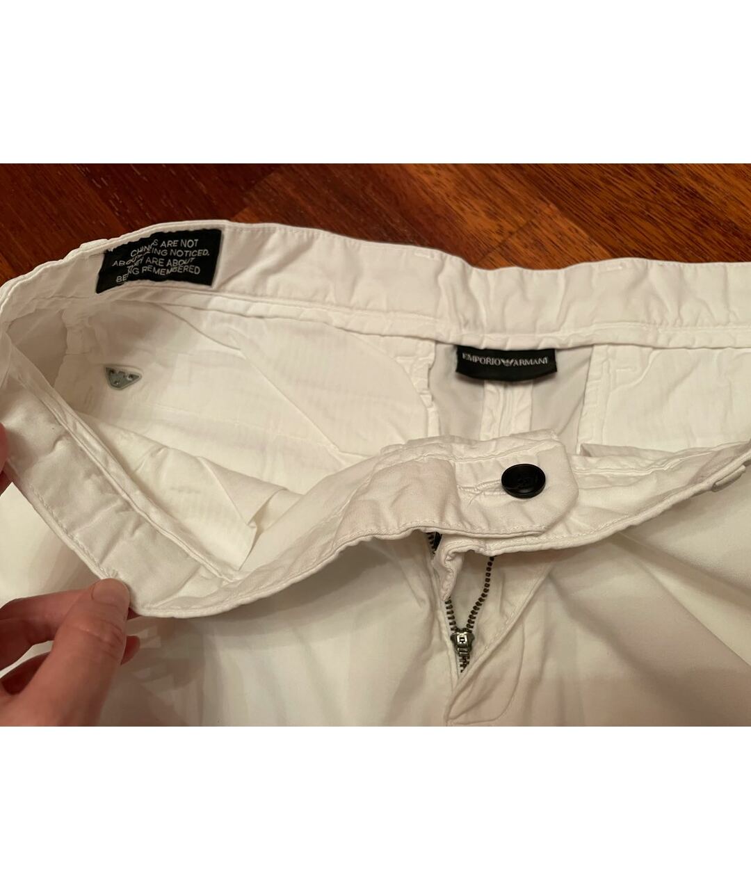 EMPORIO ARMANI Белые хлопко-эластановые брюки чинос, фото 3