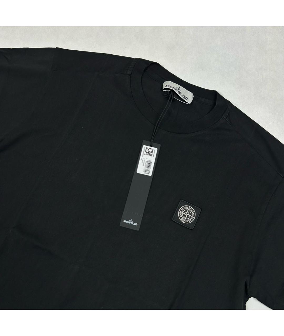 STONE ISLAND Черная хлопковая футболка, фото 2