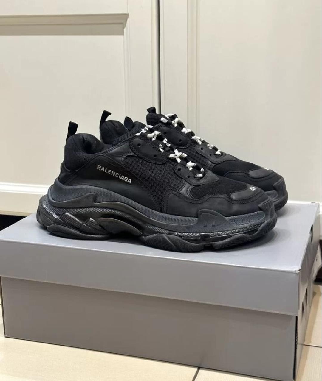 BALENCIAGA Черные кожаные кроссовки, фото 7