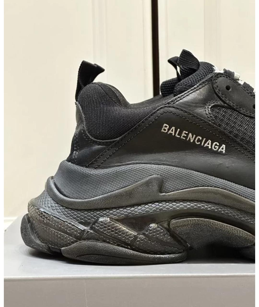 BALENCIAGA Черные кожаные кроссовки, фото 6