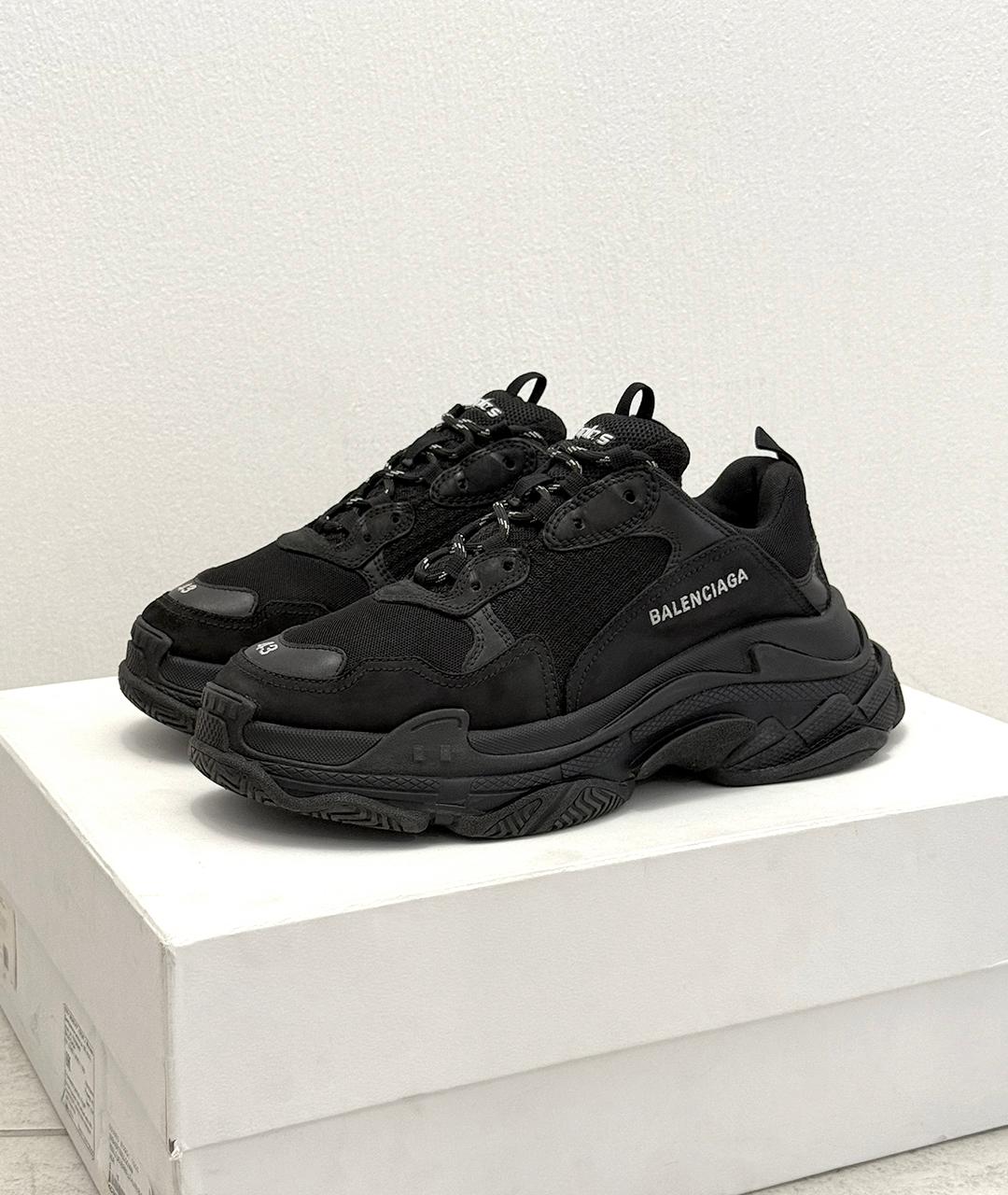 BALENCIAGA Черные кожаные кроссовки, фото 2