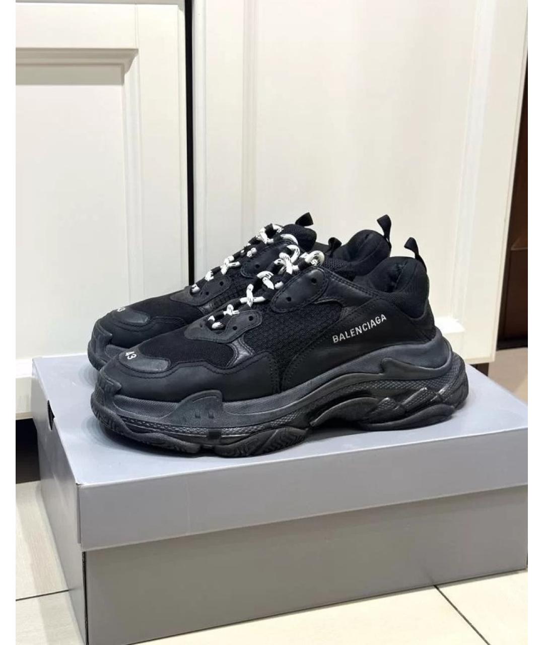 BALENCIAGA Черные кожаные кроссовки, фото 2