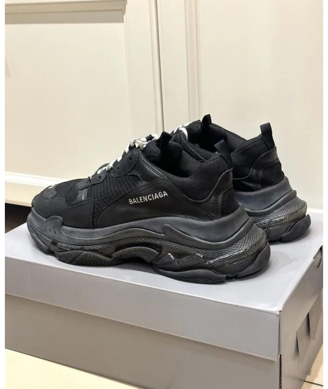 BALENCIAGA Черные кожаные кроссовки, фото 8