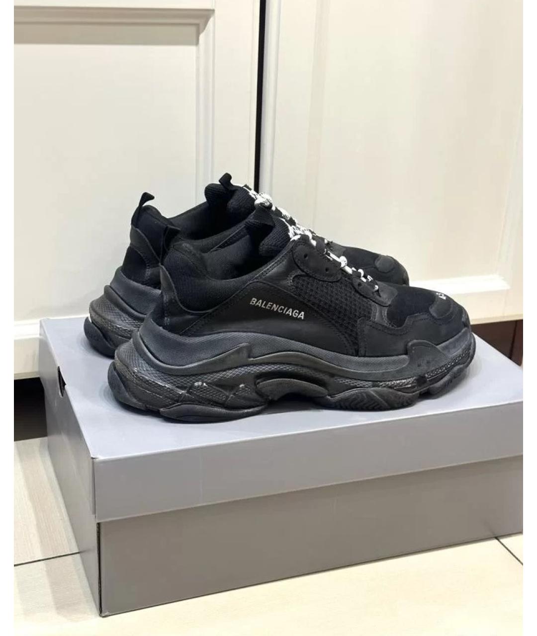 BALENCIAGA Черные кожаные кроссовки, фото 3