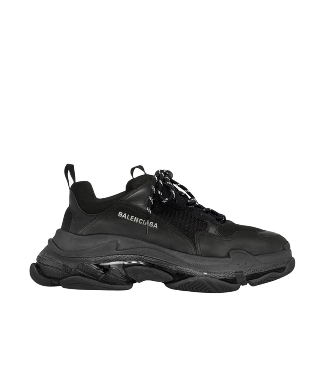 BALENCIAGA Черные кожаные кроссовки, фото 1