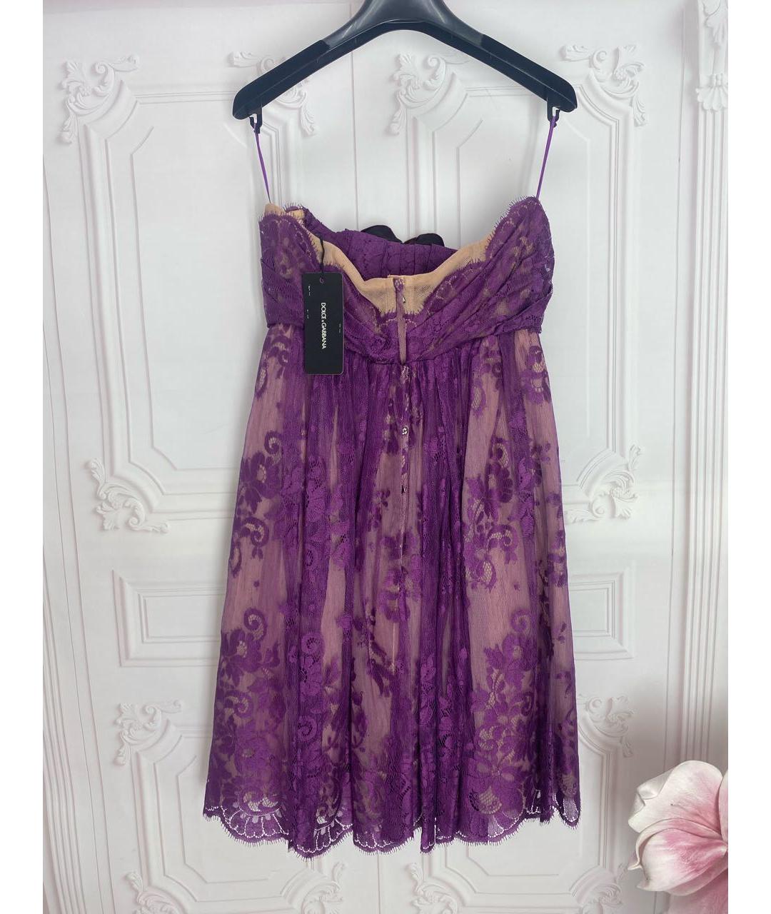 DOLCE&GABBANA Фиолетовое вискозное коктейльное платье, фото 3
