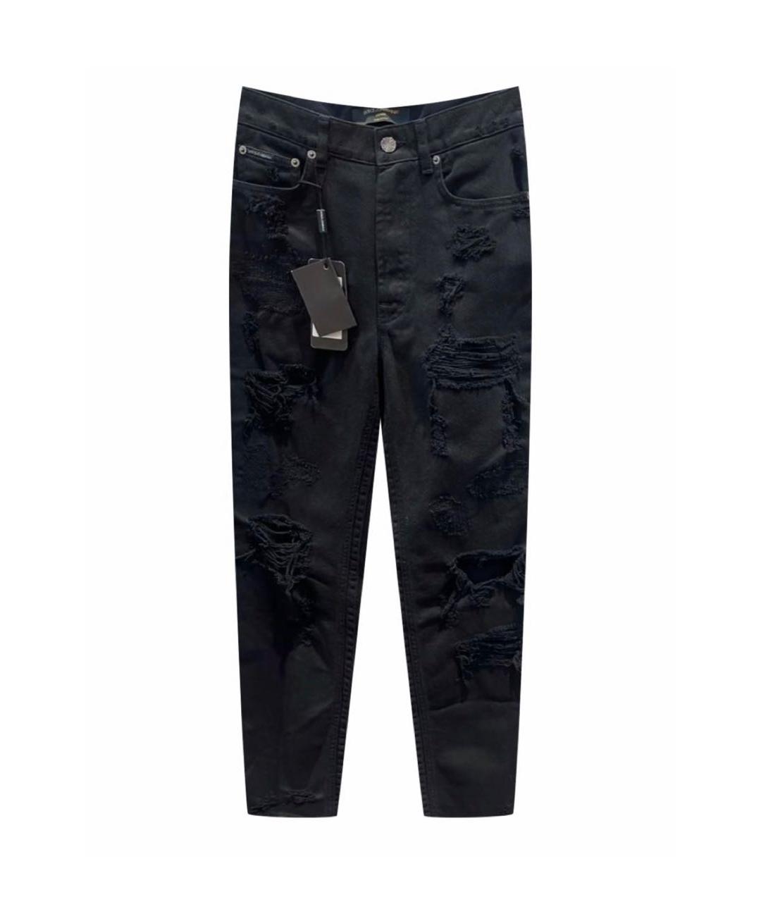 DOLCE&GABBANA Черные хлопковые прямые джинсы, фото 1