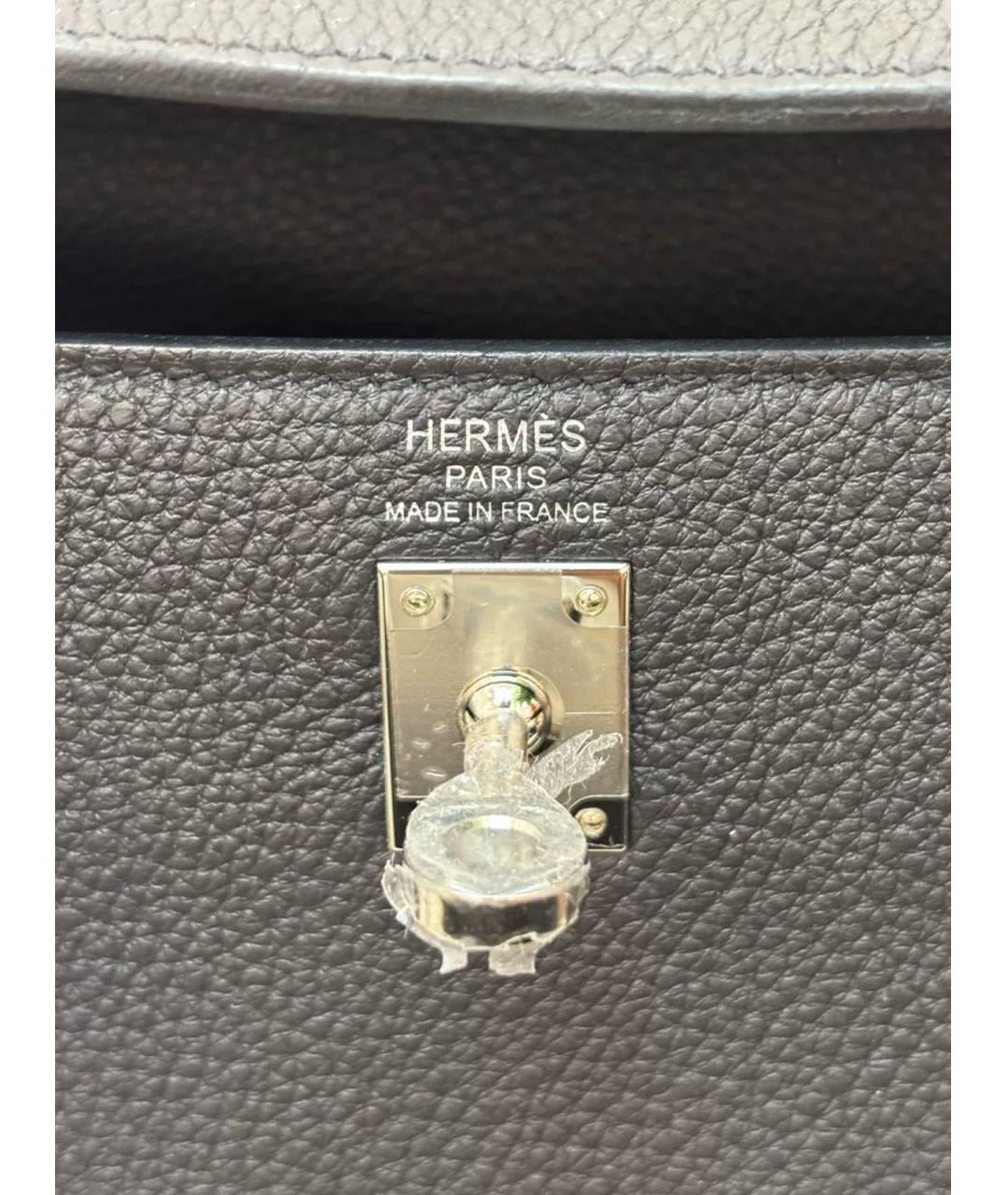 HERMES Черная кожаная сумка с короткими ручками, фото 7