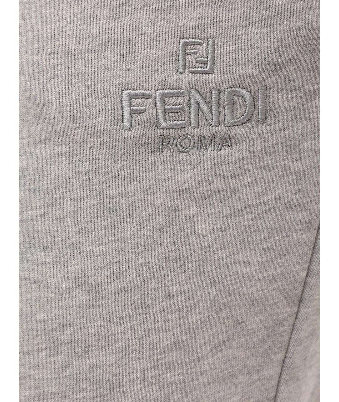 FENDI Серые хлопковые спортивные брюки и шорты, фото 4