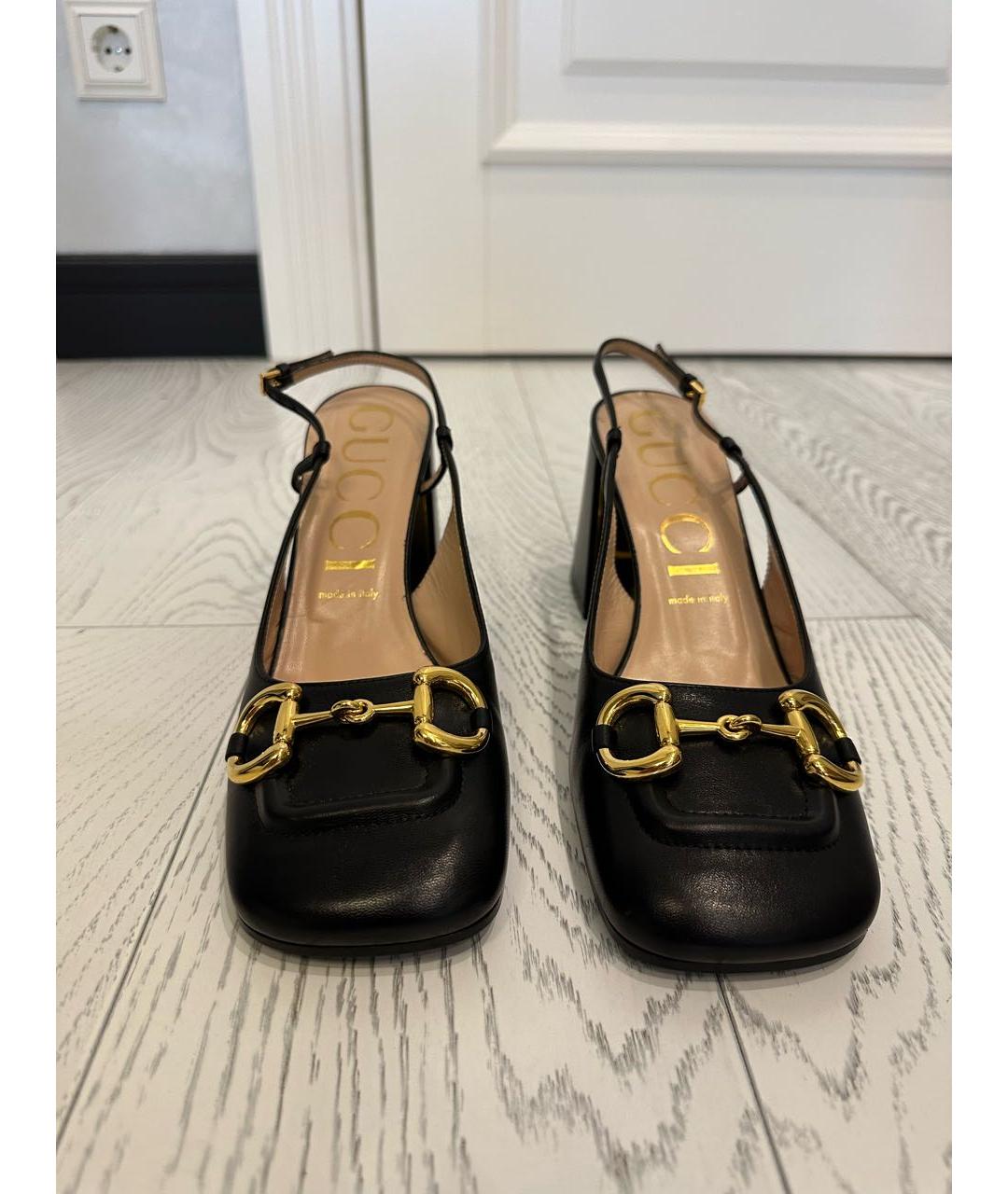 GUCCI Черные кожаные туфли, фото 2