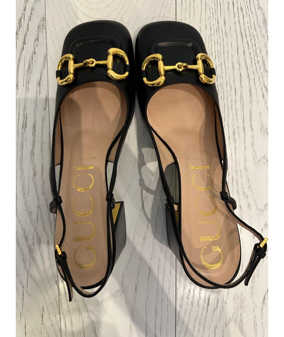 GUCCI Черные кожаные туфли, фото 5
