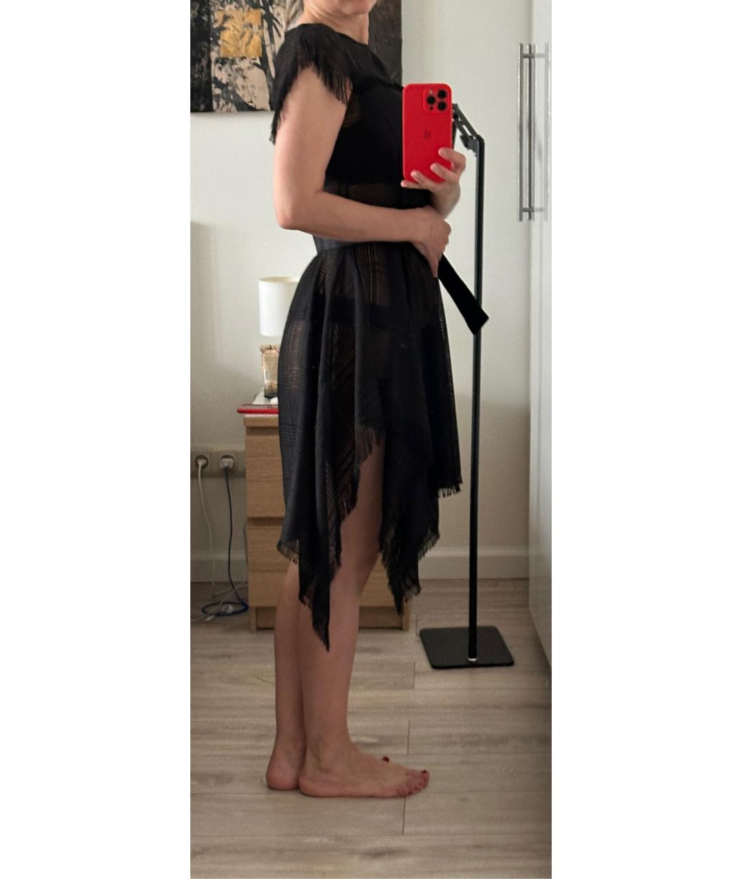 SPORTMAX Черное полиэстеровое коктейльное платье, фото 6