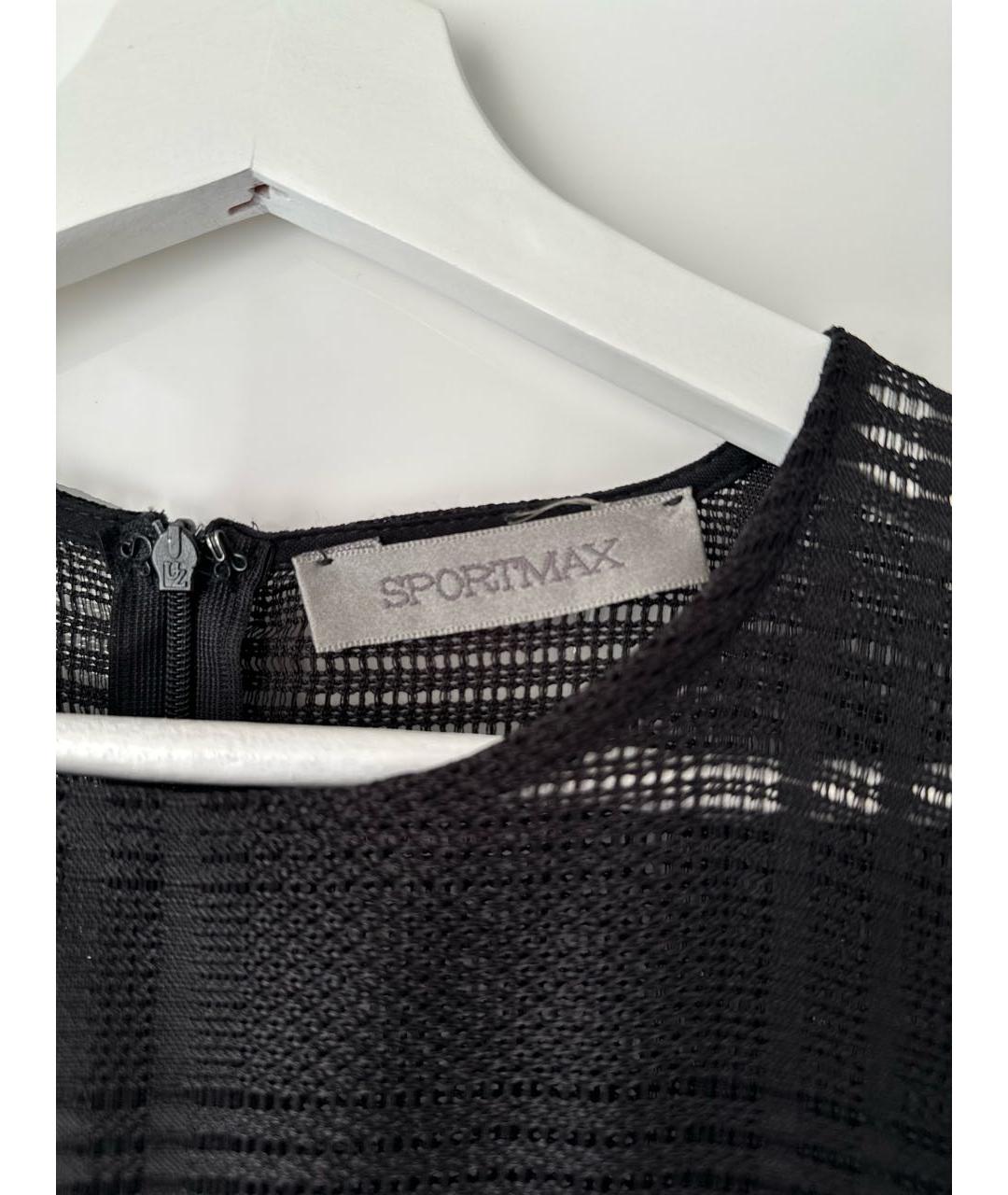 SPORTMAX Черное полиэстеровое коктейльное платье, фото 3