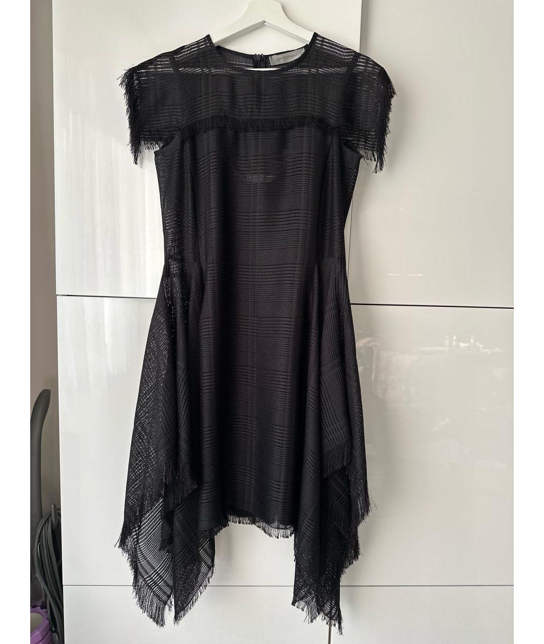 SPORTMAX Черное полиэстеровое коктейльное платье, фото 7