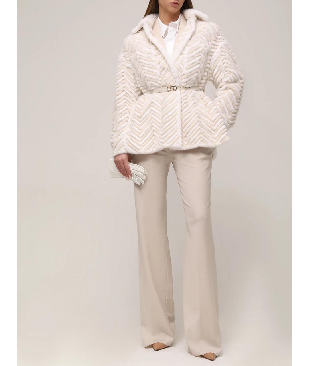 FENDI Бежевая меховая шуба, фото 2