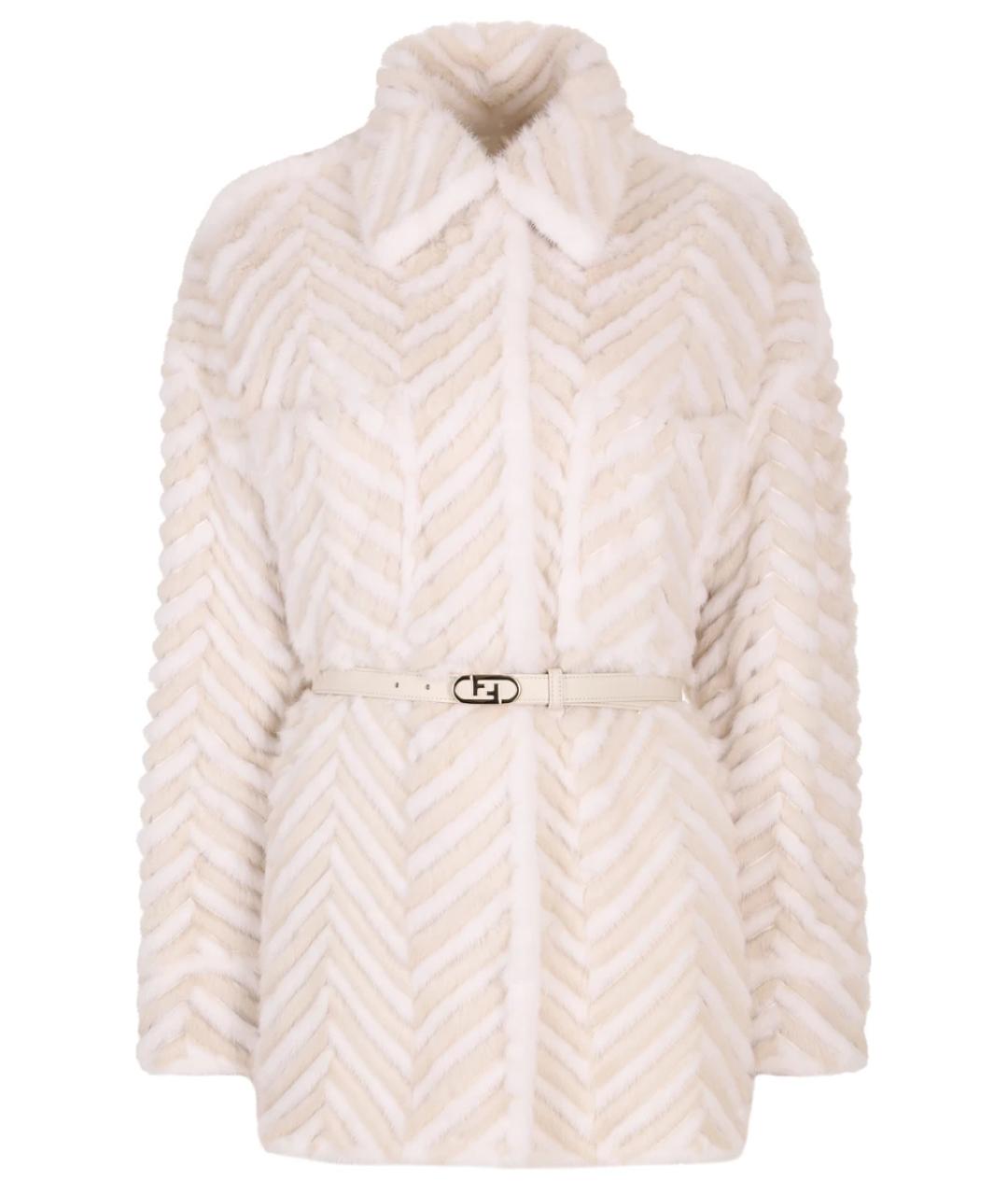 FENDI Бежевая меховая шуба, фото 1