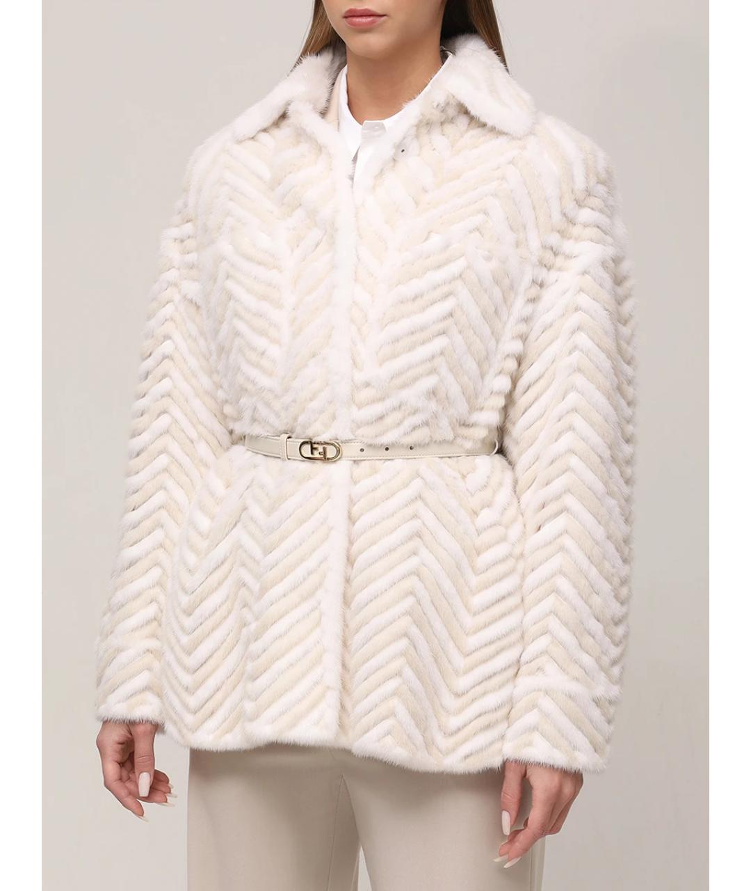 FENDI Бежевая меховая шуба, фото 4