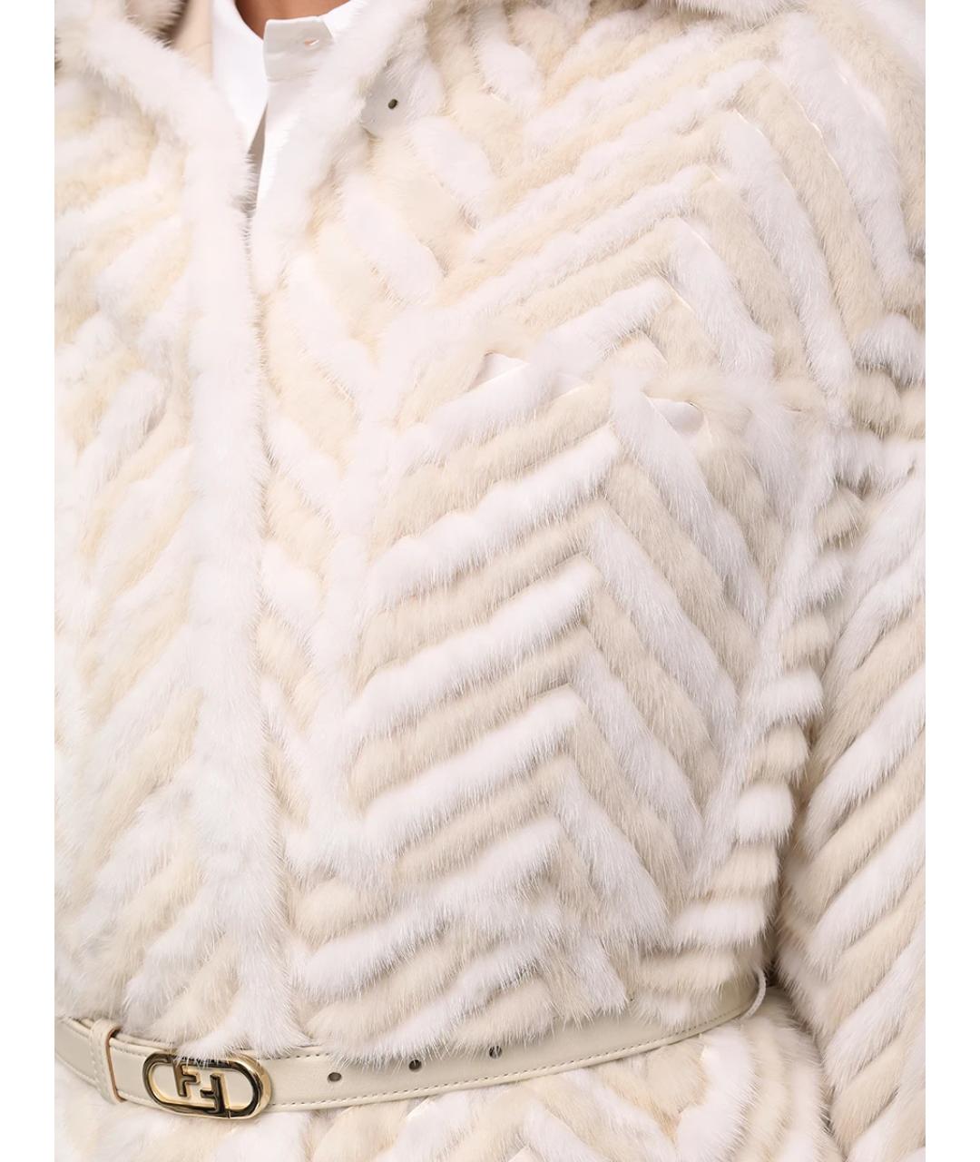 FENDI Бежевая меховая шуба, фото 5