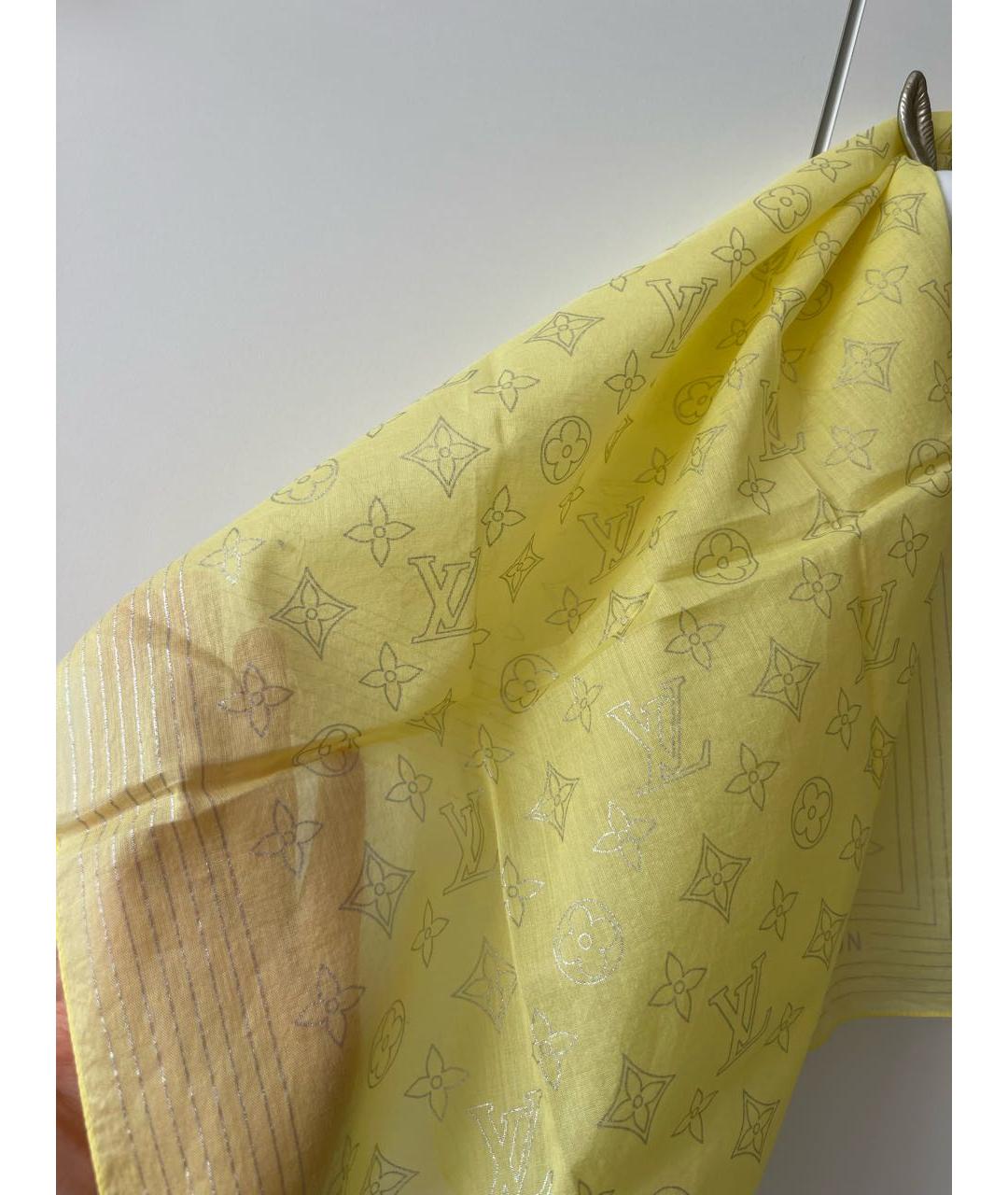 LOUIS VUITTON Желтый хлопковый платок, фото 3