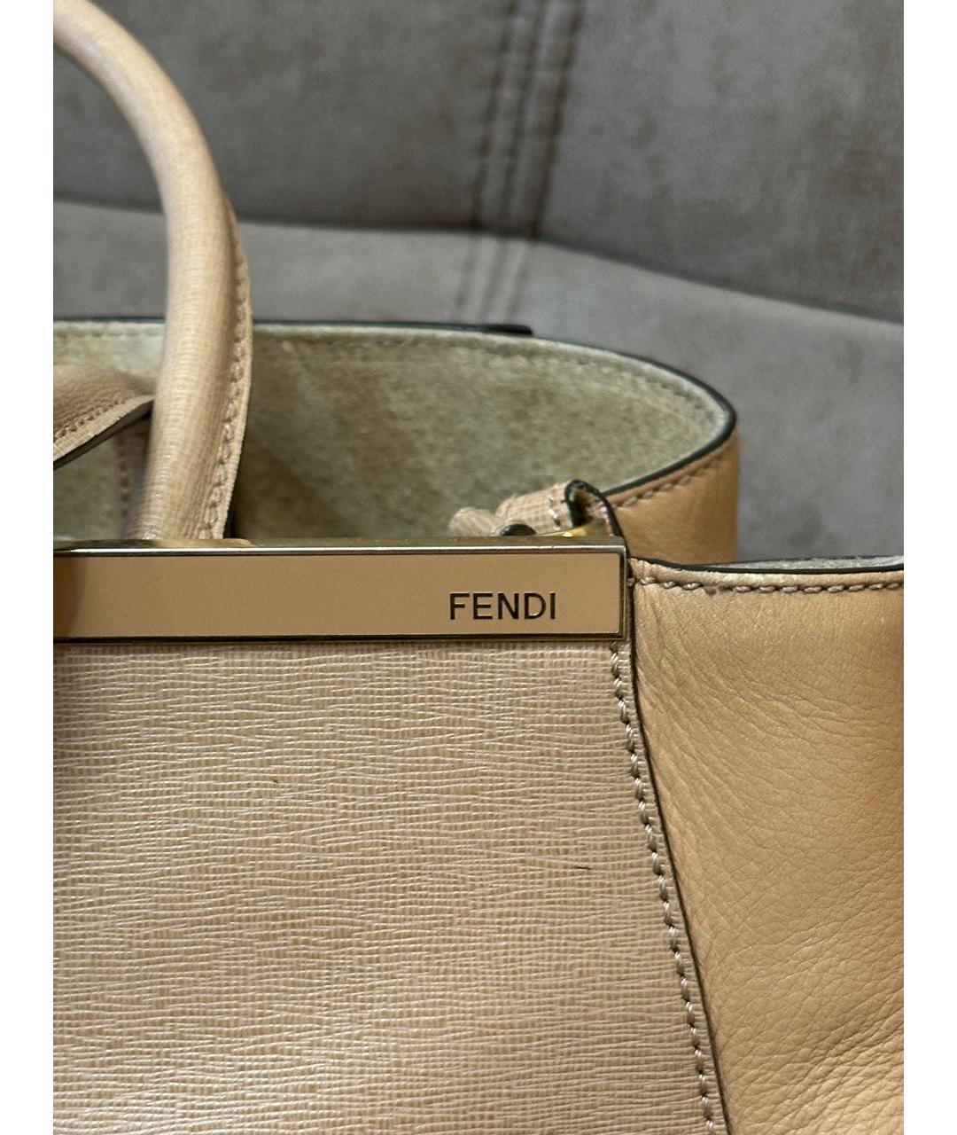 FENDI Бежевая кожаная сумка тоут, фото 7