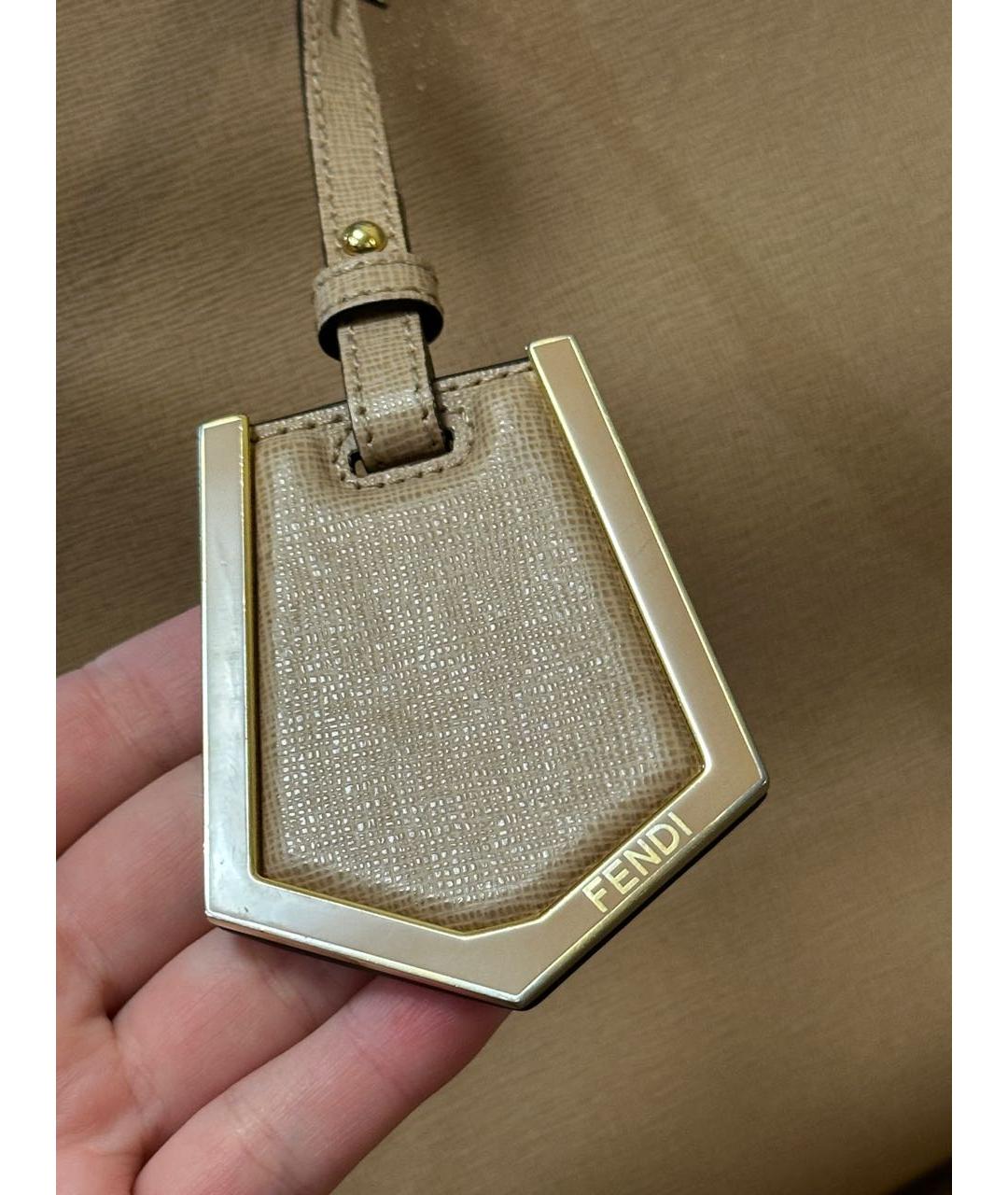 FENDI Бежевая кожаная сумка тоут, фото 8