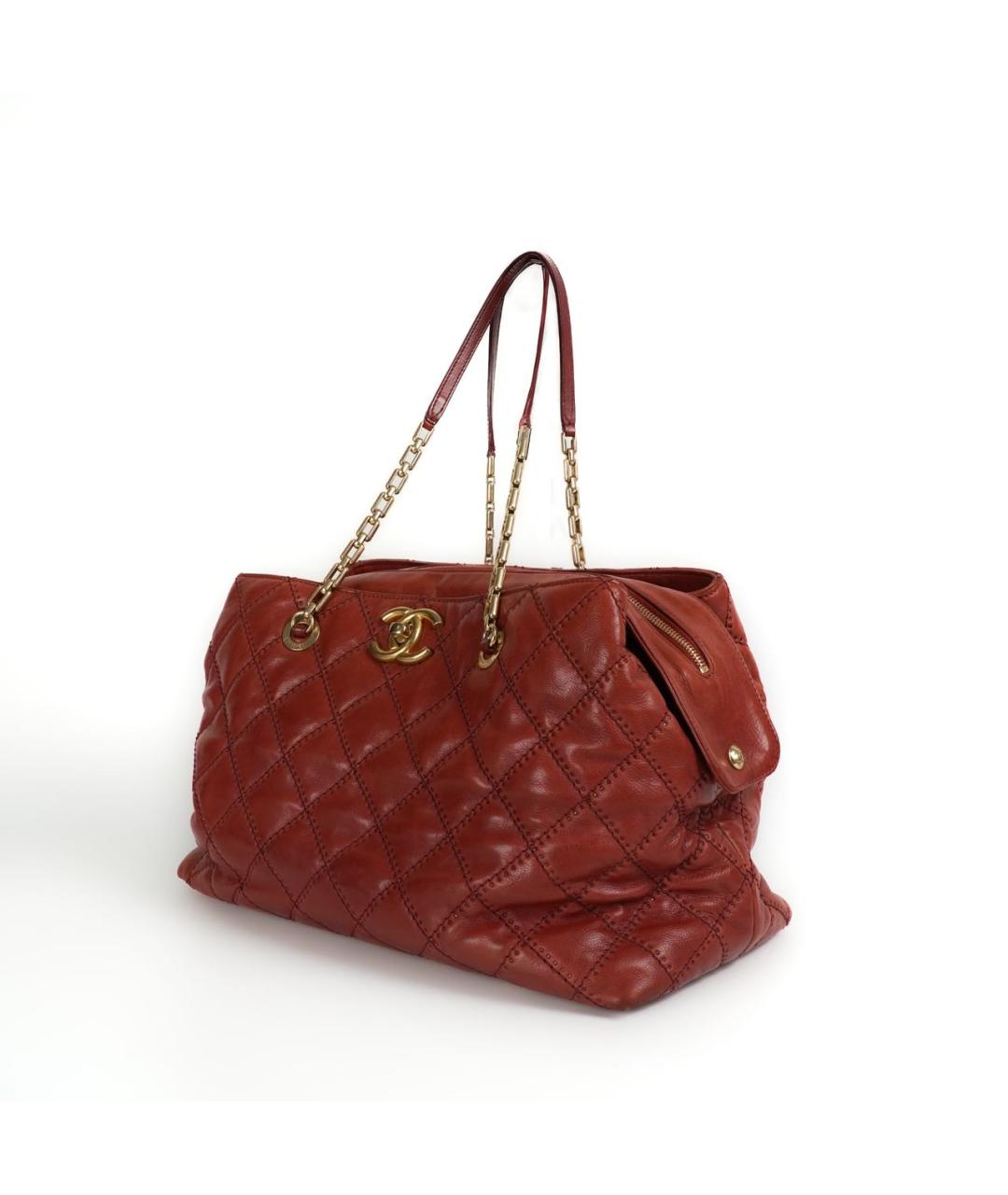 CHANEL Бордовая кожаная сумка тоут, фото 3