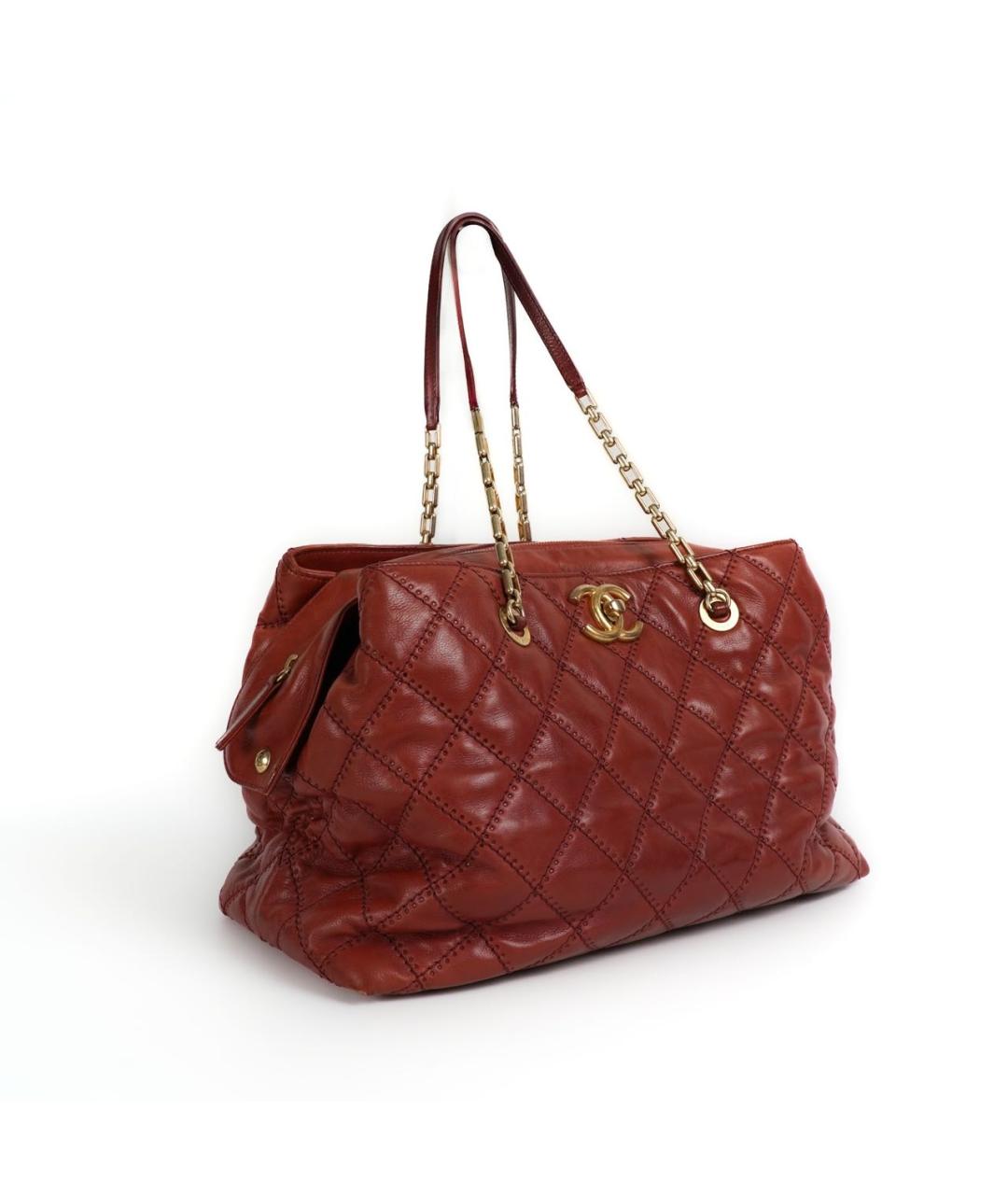 CHANEL Бордовая кожаная сумка тоут, фото 2