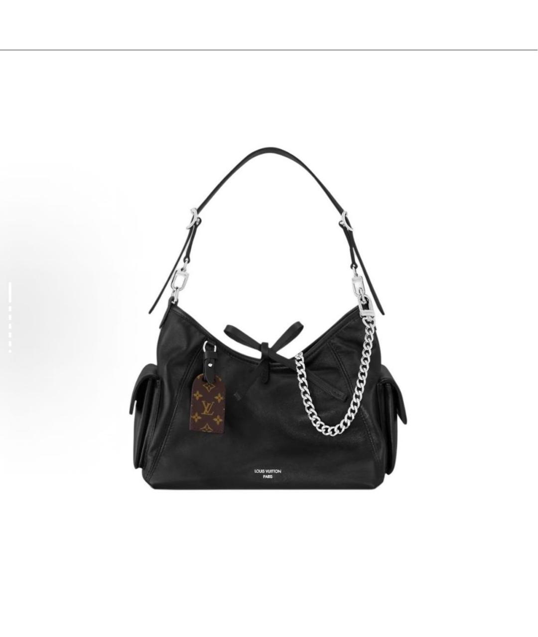 LOUIS VUITTON Черная кожаная сумка через плечо, фото 9