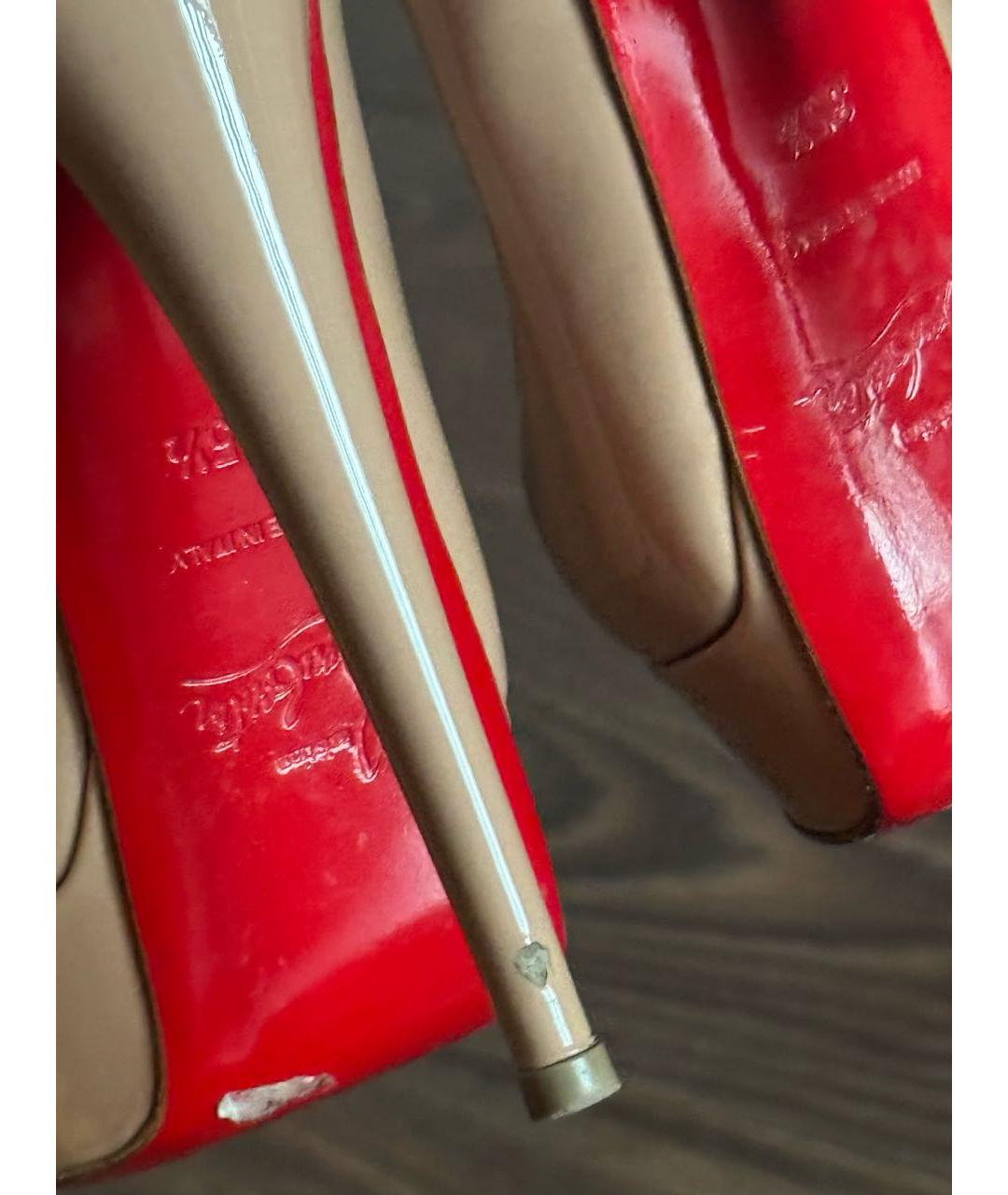 CHRISTIAN LOUBOUTIN Бежевые кожаные туфли, фото 6