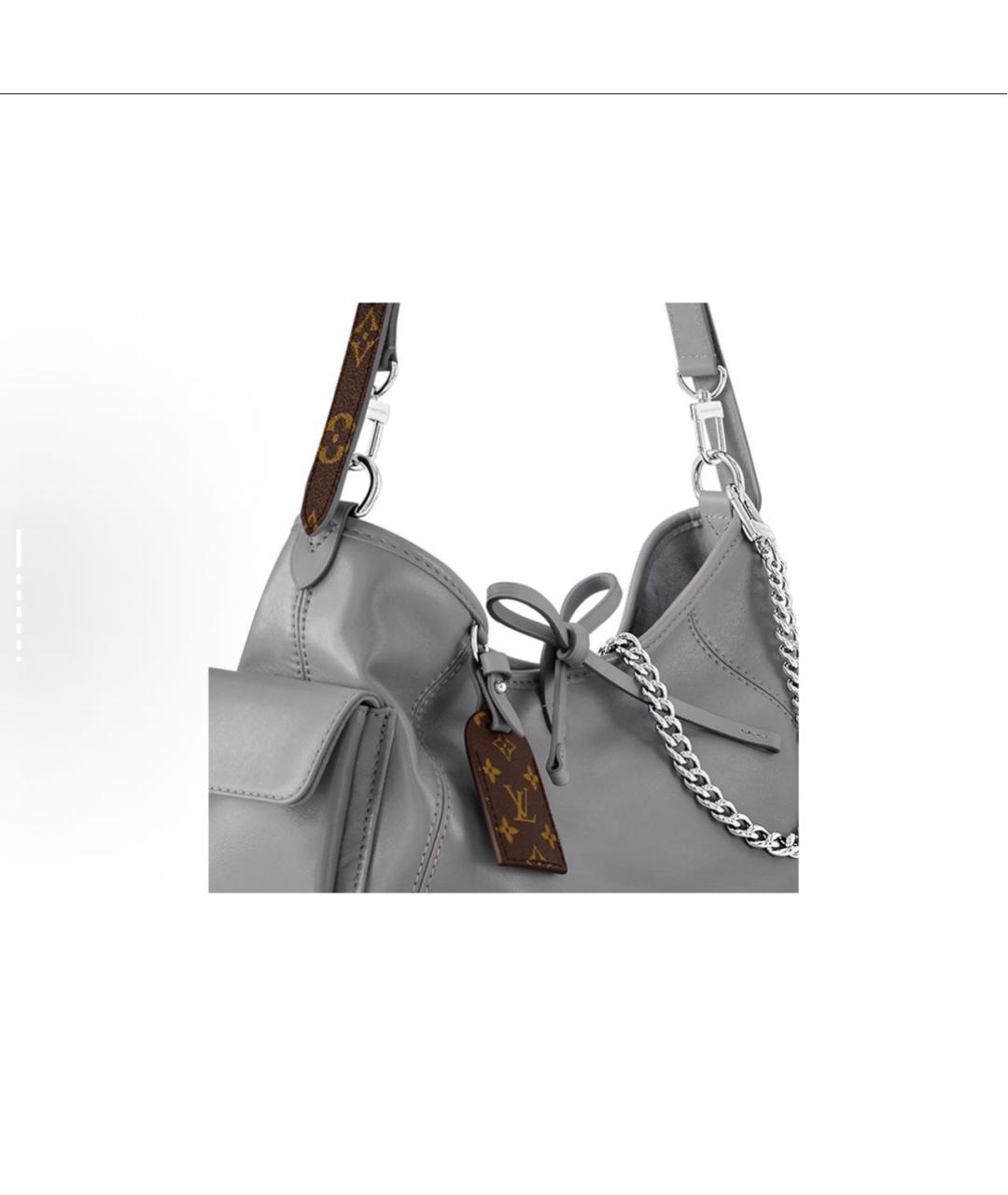 LOUIS VUITTON Серебряная кожаная сумка через плечо, фото 4