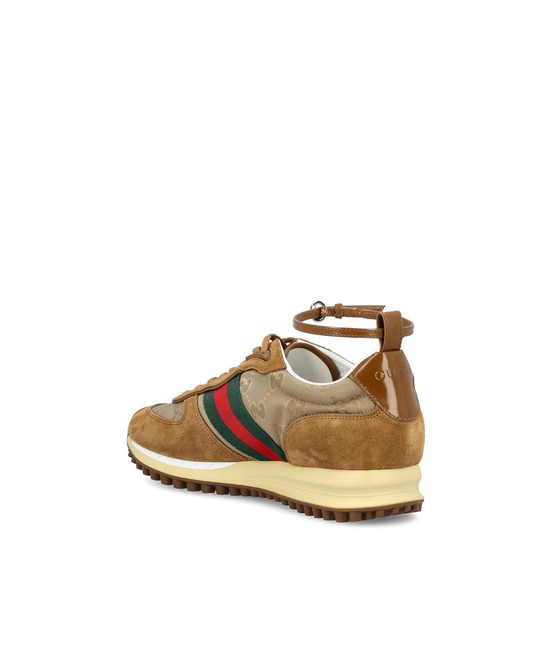 GUCCI Коричневые замшевые кроссовки, фото 4