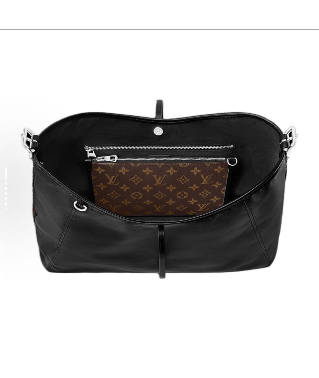 LOUIS VUITTON Черная кожаная сумка через плечо, фото 4