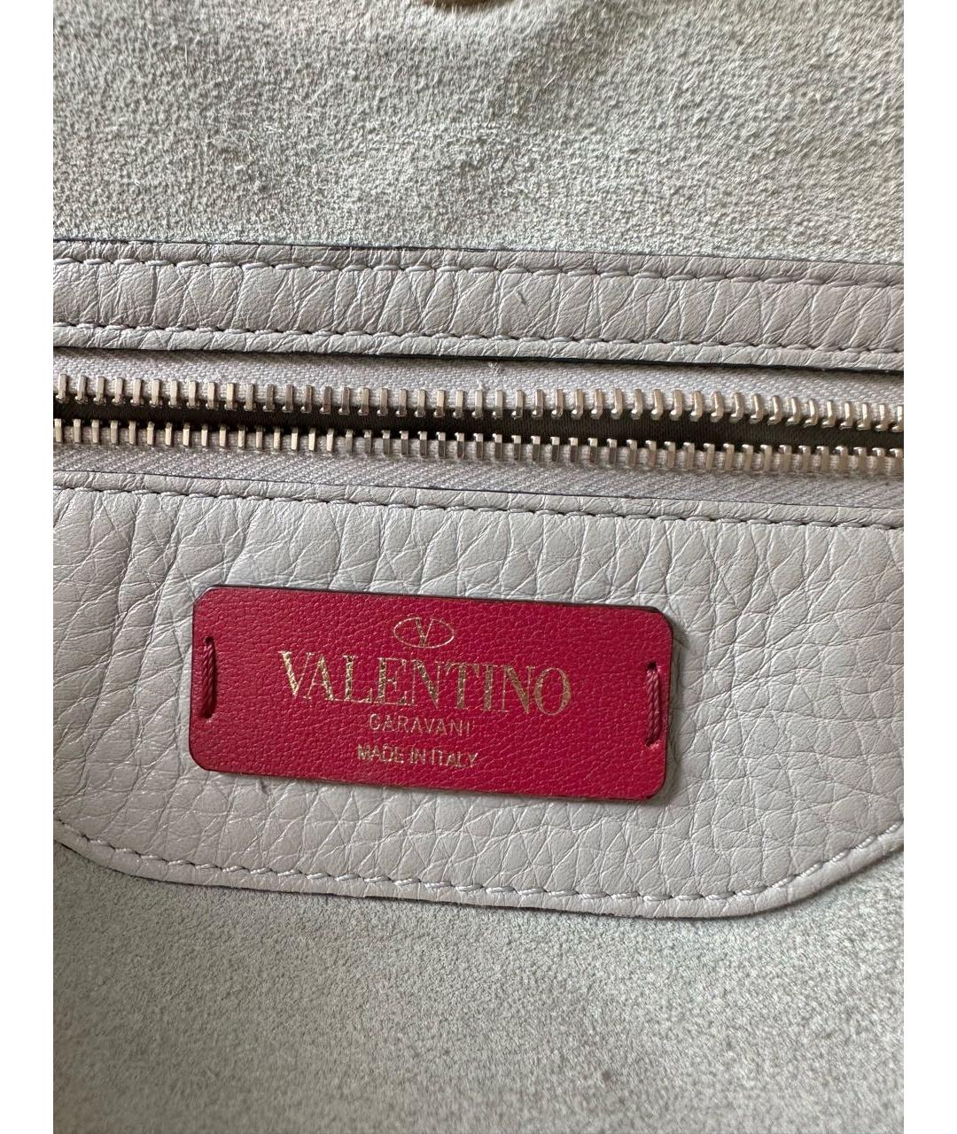 VALENTINO Серая кожаная сумка тоут, фото 7