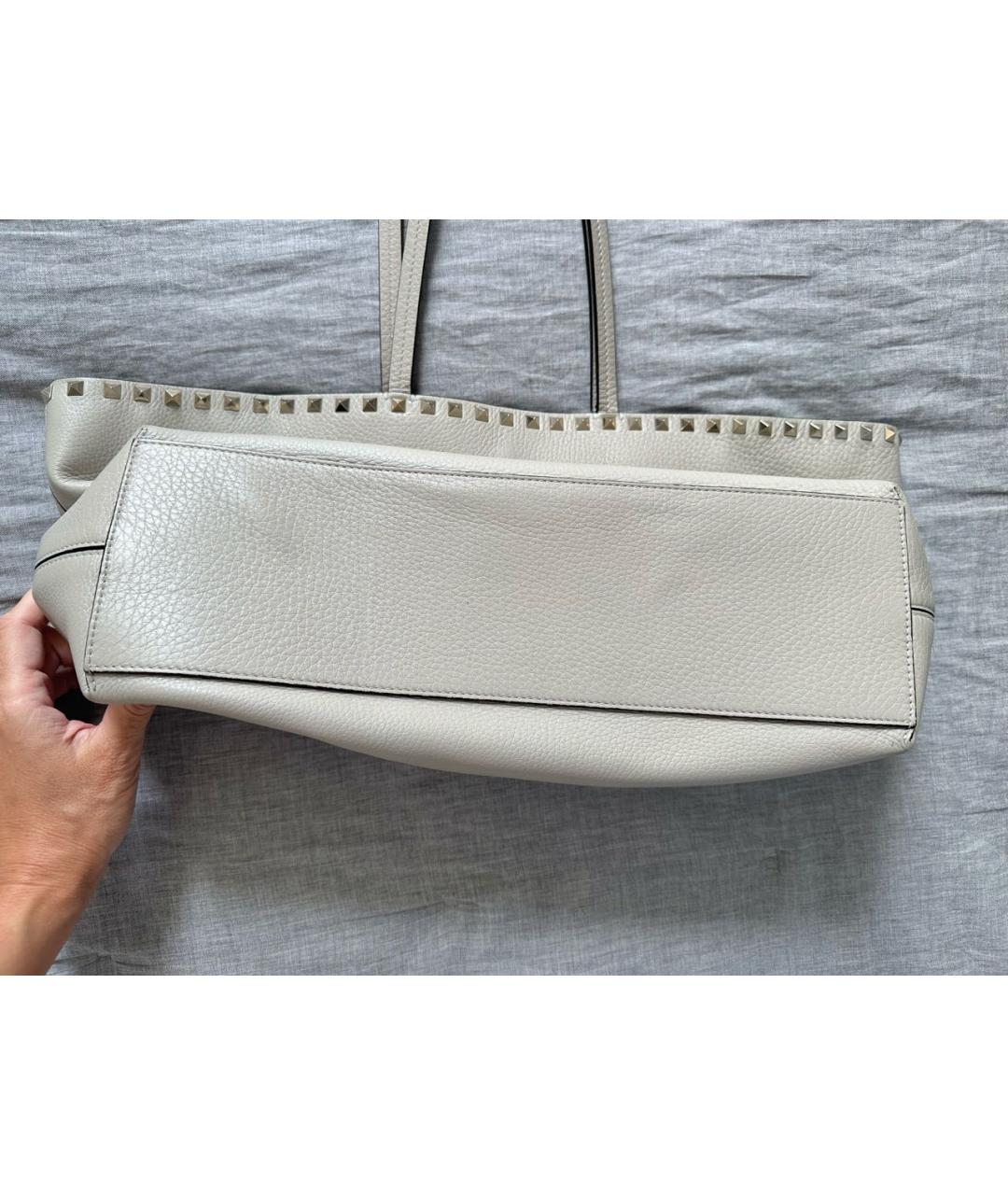 VALENTINO Серая кожаная сумка тоут, фото 4