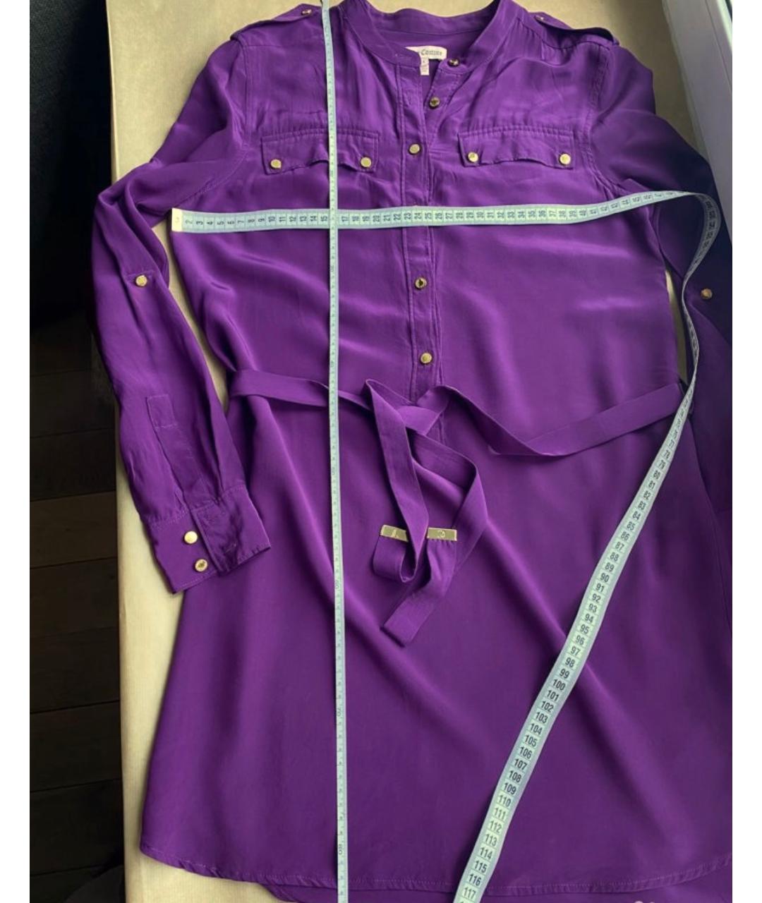 JUICY COUTURE Фиолетовое шелковое повседневное платье, фото 7