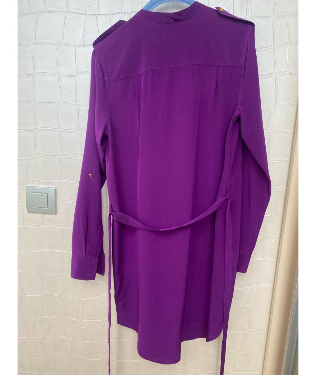 JUICY COUTURE Фиолетовое шелковое повседневное платье, фото 5