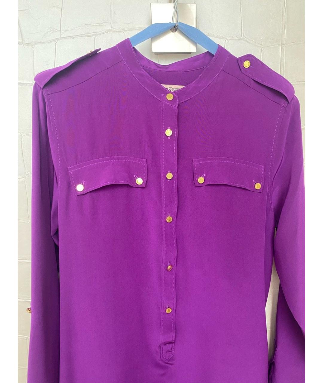 JUICY COUTURE Фиолетовое шелковое повседневное платье, фото 3