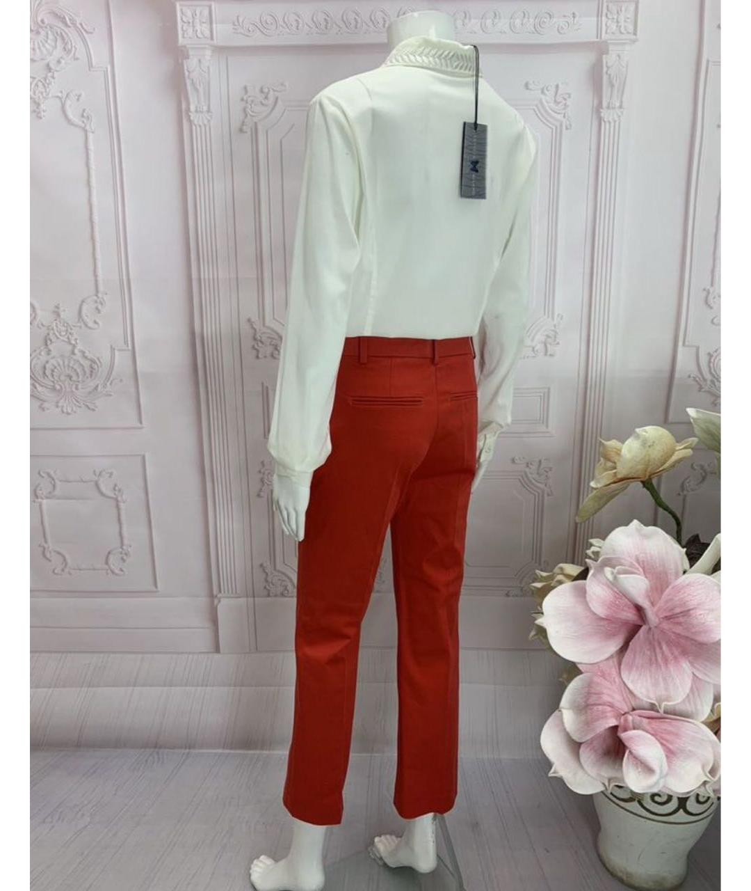 PINKO Красные хлопко-эластановые прямые брюки, фото 8