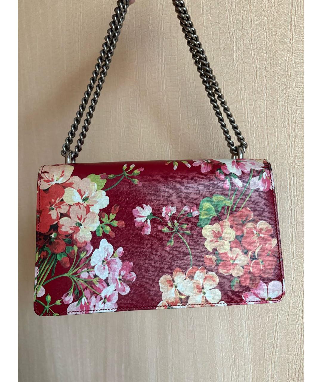 GUCCI Бордовая кожаная сумка через плечо, фото 2