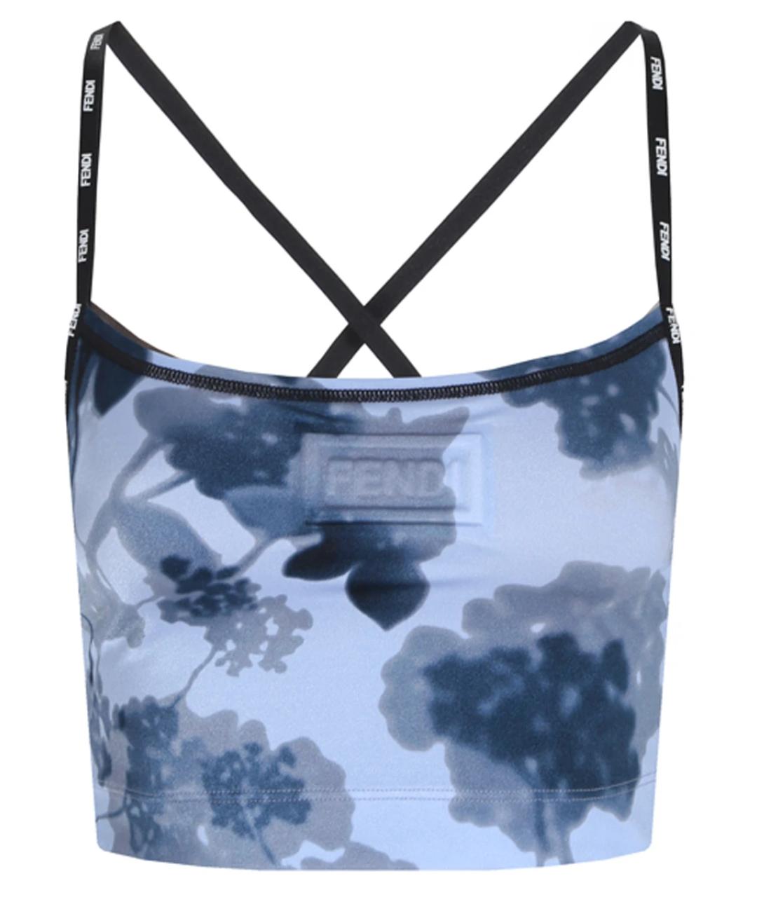 FENDI Голубая синтетическая майка, фото 1