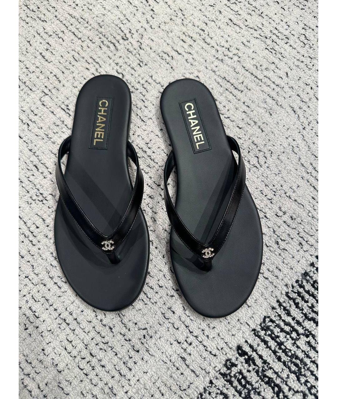 CHANEL Черные кожаные сандалии, фото 3