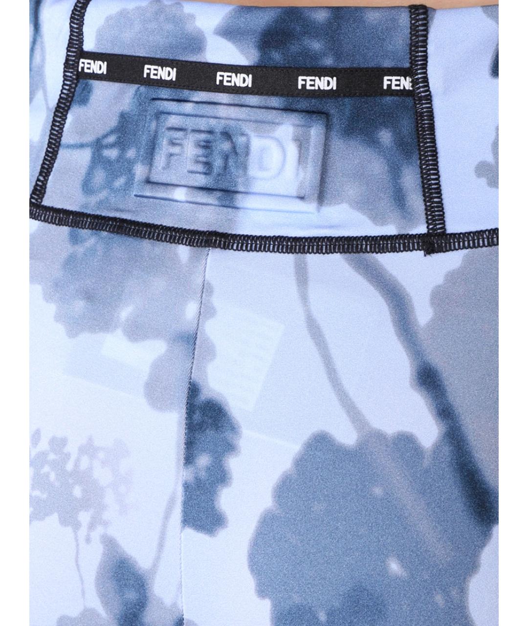 FENDI Голубые синтетические леггинсы и велосипедки, фото 6