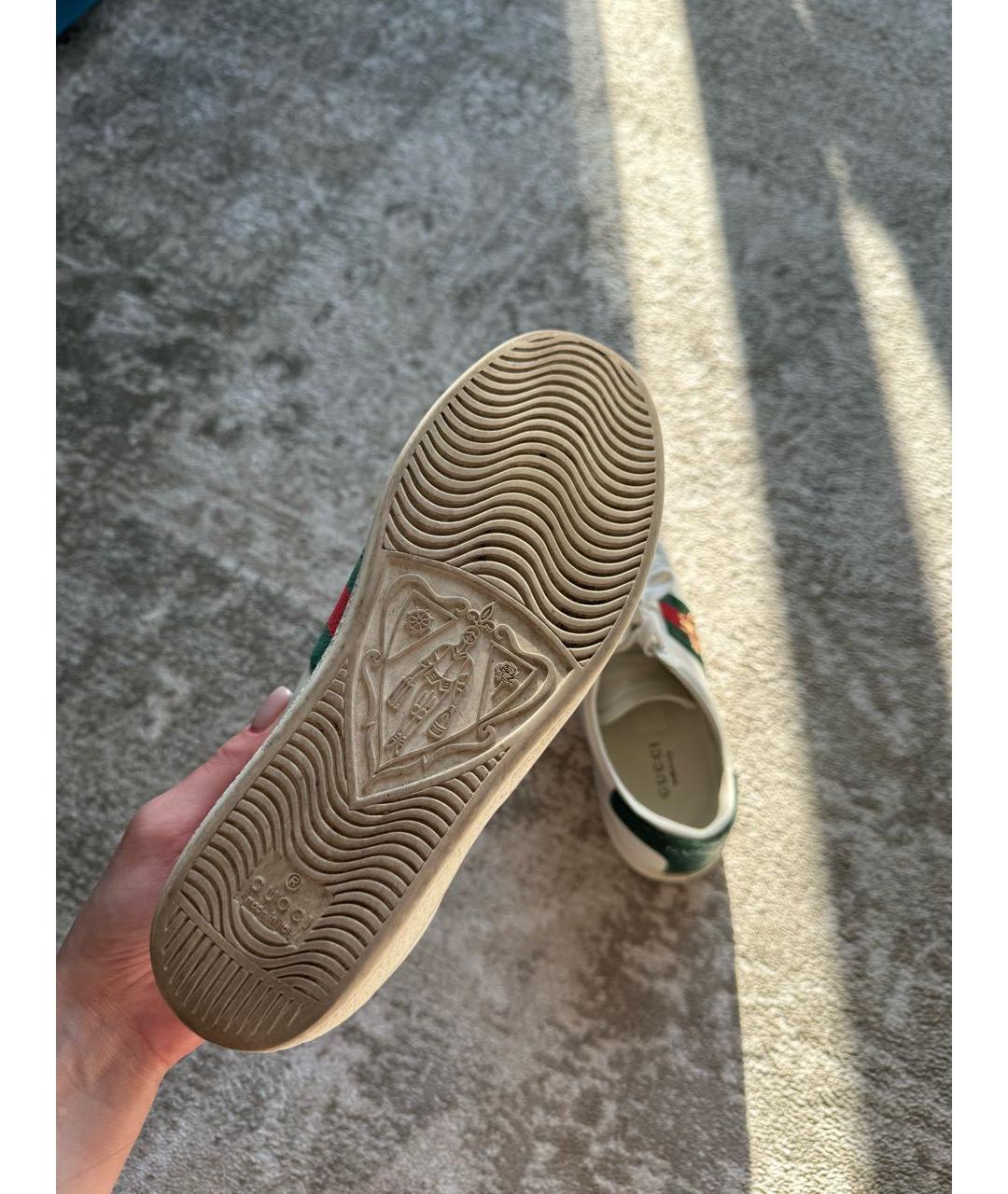 GUCCI Белые кожаные кеды, фото 4
