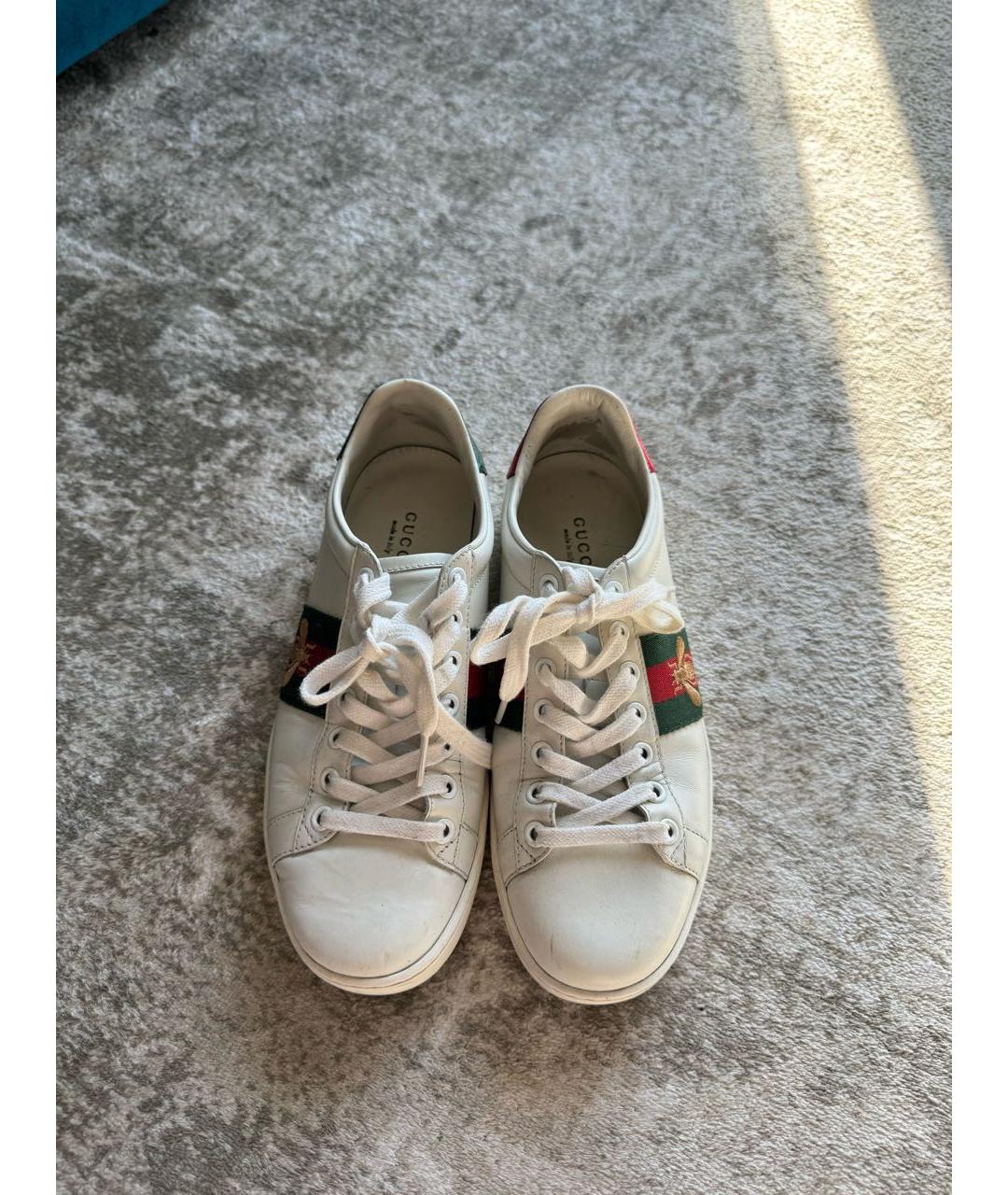 GUCCI Белые кожаные кеды, фото 2