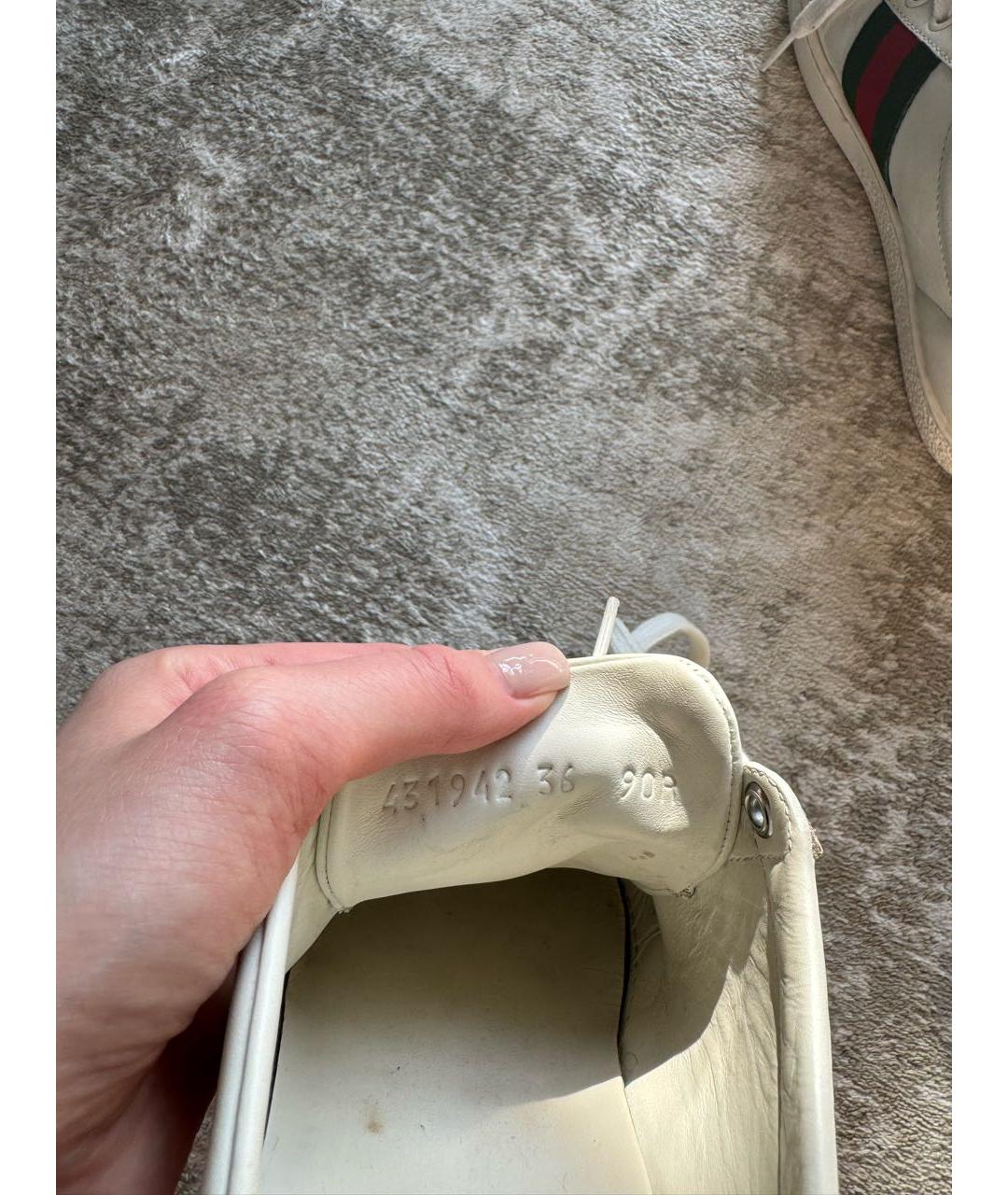 GUCCI Белые кожаные кеды, фото 3